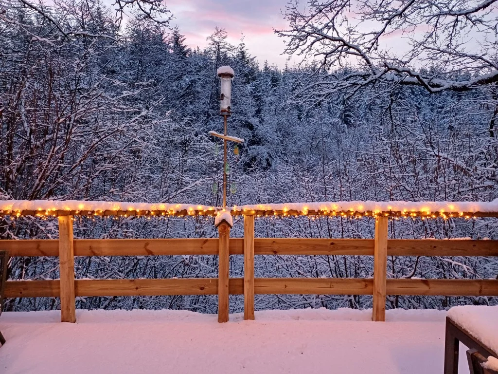 Zicht terras winter